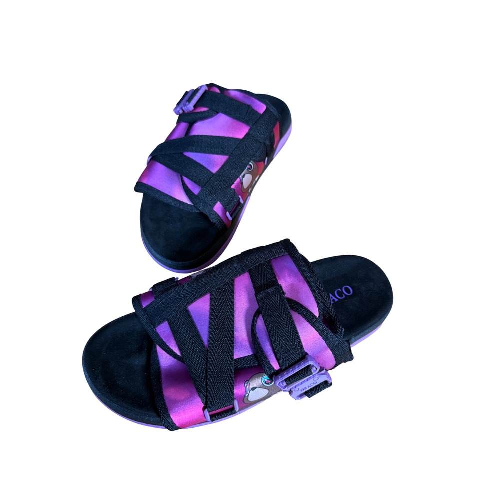Draco Graduation Bear Slides Purple Pink Bear Graphic Buckle Straps Sandals